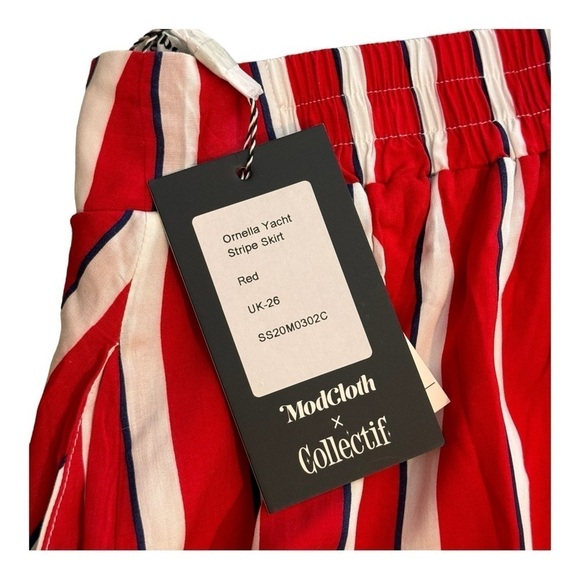 Modcloth x Collectif Ornella Yacht Stripe Skirt in Red NWT - Picture 6 of 8